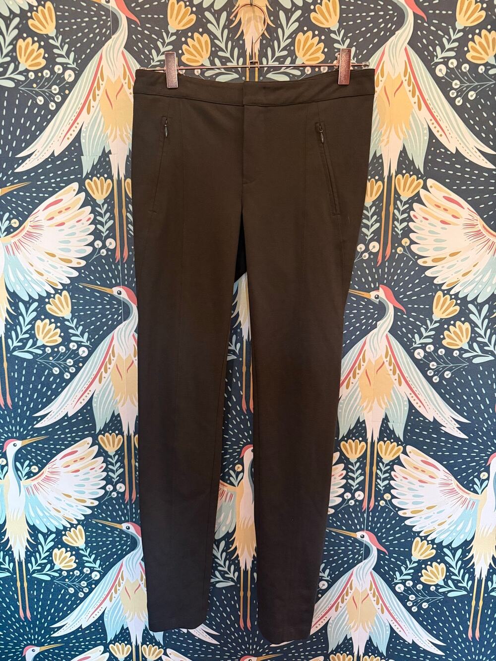 Vince Riding Pants Women’s Size 6 Dark Brown Ponte Knit Side Zip Pockets